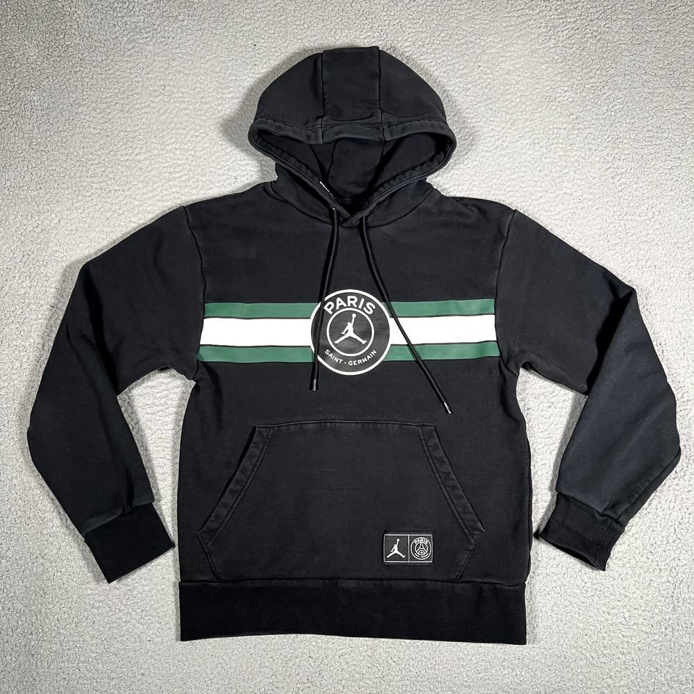 Paris Saint Germain Hoodie Mens Small Black Jordan Pullover Casual Preppy‎ PSG